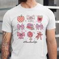 Valentine Teacher Cute Bows Apple Globe Pencil Books Art Unisex Jersey T-Shirt