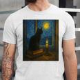 Van Gogh Starry Night Art Cat And Book Lovers Premium Tri-Blend Unisex Jersey T-Shirt Van Gogh Starry Night Art Cat And Book Lovers Premium Tri-Blend Unisex Jersey T-Shirt