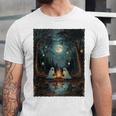 Vintage Ghost Book Reading Camping Gothic Halloween Teachers Unisex Jersey T-Shirt