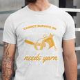 Woman Survives On Books Yarn Knitting Crochet Premium Tri-Blend Unisex Jersey T-Shirt