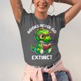 Books Never Go Extinct Reading Dinosaur Bookish Nerdy Unisex Jersey T-Shirt