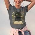 Cat Reading Book Flowers Unisex Jersey T-Shirt Cat Reading Book Flowers Unisex Jersey T-Shirt