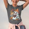 Cute Cozy Ghost Reading With Cat Book Lover Autumn Fall Unisex Jersey T-Shirt Cute Cozy Ghost Reading With Cat Book Lover Autumn Fall Unisex Jersey T-Shirt