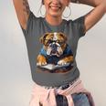 Cute Dog English Bulldog Reading Book Unisex Jersey T-Shirt