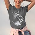 Cute Giraffe Wear Glasses Reading Book Librarian Bookworm Unisex Jersey T-Shirt
