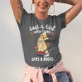 Just a Girl Who Loves Cats And Books Reading Cat & Bookworm Unisex Jersey T-Shirt