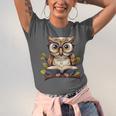 Owl Reading A Book Perched On A Branch Bookworm Unisex Jersey T-Shirt