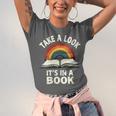 Retro Rainbow Take A Look It's In A Book Reading Unisex Jersey T-Shirt