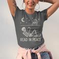 Skeleton Read In Peace Halloween Book Graphic Bookish Unisex Jersey T-Shirt