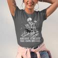 Skeleton Reading Book Anxious Stressed True Crime Obsessed Unisex Jersey T-Shirt