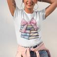 Book Lover Coquette Bow Pink Dainty Ribbon Cute Bookworm Unisex Jersey T-Shirt