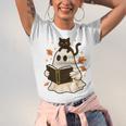 Books Ghost Reading Book Halloween Library Cat Fall Unisex Jersey T-Shirt Books Ghost Reading Book Halloween Library Cat Fall Unisex Jersey T-Shirt