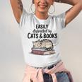 Easily Distracted By Cats And Books Cute Book Lover Unisex Jersey T-Shirt Easily Distracted By Cats And Books Cute Book Lover Unisex Jersey T-Shirt