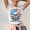 A Good Day To Read a Book Reading Eagle With American Flag Unisex Jersey T-Shirt