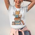 Kawaii Cat Coffee Books Teacher Men Women Girls Kids Unisex Jersey T-Shirt