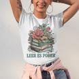 Leer ES Poder Cute Floral Spanish Teacher Book Reading Unisex Jersey T-Shirt
