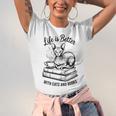 Life Is Better With Cats & Books Sphynx Cat Mom Women Unisex Jersey T-Shirt Life Is Better With Cats & Books Sphynx Cat Mom Women Unisex Jersey T-Shirt