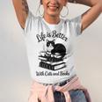Life Is Better With Cats & Books Tuxedo Cat Mom Women Unisex Jersey T-Shirt Life Is Better With Cats & Books Tuxedo Cat Mom Women Unisex Jersey T-Shirt