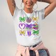 Mardi Gras Teacher Coquette Bow Pencil Apple Book Women Girl Unisex Jersey T-Shirt
