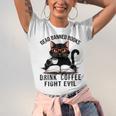 Read Banned Books Drink Coffee Fight Evil Retro Cat Unisex Jersey T-Shirt
