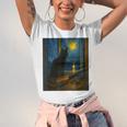Van Gogh Starry Night Art Cat And Book Lovers Unisex Jersey T-Shirt