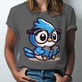 Adorable Book Lover Blue Jay With Reading Glasses Cute Unisex Jersey T-Shirt Adorable Book Lover Blue Jay With Reading Glasses Cute Unisex Jersey T-Shirt