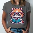 Adorable Book Lover Maine Coon Cat With Reading Glasses Cute Unisex Jersey T-Shirt Adorable Book Lover Maine Coon Cat With Reading Glasses Cute Unisex Jersey T-Shirt