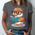 Adorable Book Lover Mallard Duck With Reading Glasses Cute Unisex Jersey T-Shirt