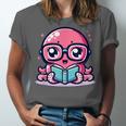 Adorable Book Lover Octopus With Reading Glasses Cute Unisex Jersey T-Shirt