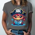 Adorable Book Lover Pirate With Reading Glasses Cute Unisex Jersey T-Shirt