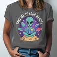 Alien Reader Reading Teacher Librarian Book Lover Unisex Jersey T-Shirt