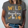 Animal Print Read A Book Character Kids Wild About Reading Unisex Jersey T-Shirt
