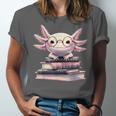 Axolotl Books Readsalotl Reading Bookworm Kawaii Axolotl Unisex Jersey T-Shirt