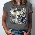 Bigfoot With Alien Reading A Book Bigfoot And UFO Unisex Jersey T-Shirt Bigfoot With Alien Reading A Book Bigfoot And UFO Unisex Jersey T-Shirt