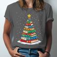 Book Christmas Tree Xmas Lights Book Lover Teacher Librarian Unisex Jersey T-Shirt