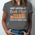 Book Lover Humor What Happens At Book Club Stays Unisex Jersey T-Shirt Book Lover Humor What Happens At Book Club Stays Unisex Jersey T-Shirt