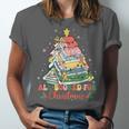 All Booked For Christmas Book Lovers Xmas Tree Lights Unisex Jersey T-Shirt