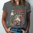 All Booked For Christmas Cute Bookish Cat Lover Unisex Jersey T-Shirt