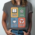 Books Yarn Coffee Repeat Crocheting Unisex Jersey T-Shirt