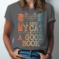 Cat & Book Art For Men Women Cat Librarian Novel Book Lover Unisex Jersey T-Shirt