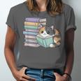Cat On Books Pets Cats Reading Book Nerd Read Reader Bookcat Unisex Jersey T-Shirt