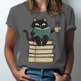 Cat Reading Book Unisex Jersey T-Shirt