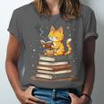 Cat Reading Books Unisex Jersey T-Shirt