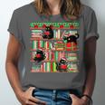 Christmas Cat Santa Bookshelves Book Lover Reader Unisex Jersey T-Shirt