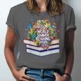 Color Our World Summer Reading 2025 Cute Book Wildflowers Unisex Jersey T-Shirt