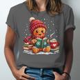 Cozy Gingerbread Christmas Reading Book Xmas Snowflakes Fall Unisex Jersey T-Shirt