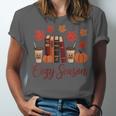 Cozy Season Autumn Leaves Books Pumpkins Fall Halloween Unisex Jersey T-Shirt