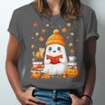 Cute Beanie Ghost Bookworm Cozy Book Reading Halloween Unisex Jersey T-Shirt Cute Beanie Ghost Bookworm Cozy Book Reading Halloween Unisex Jersey T-Shirt