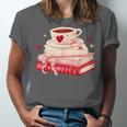 Cute Books And Coffee Crochet Valentines Day Tee For Couples Unisex Jersey T-Shirt