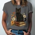 Cute Cat Book Flowers Unisex Jersey T-Shirt Cute Cat Book Flowers Unisex Jersey T-Shirt